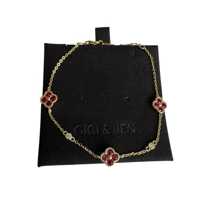 Delicate Floral Chain Bracelet 14K Gold Plated over 925 Sterling Silver