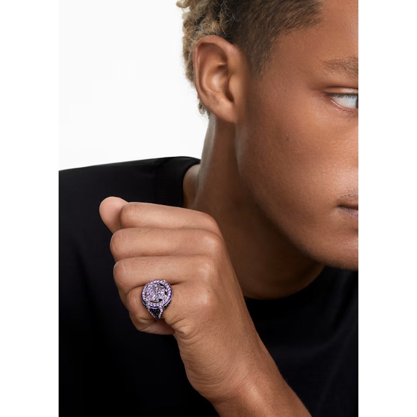 Swarovski Black Panther MARVEL Ring, Purple, Rhodium Plated 58 USA 8 Unisex