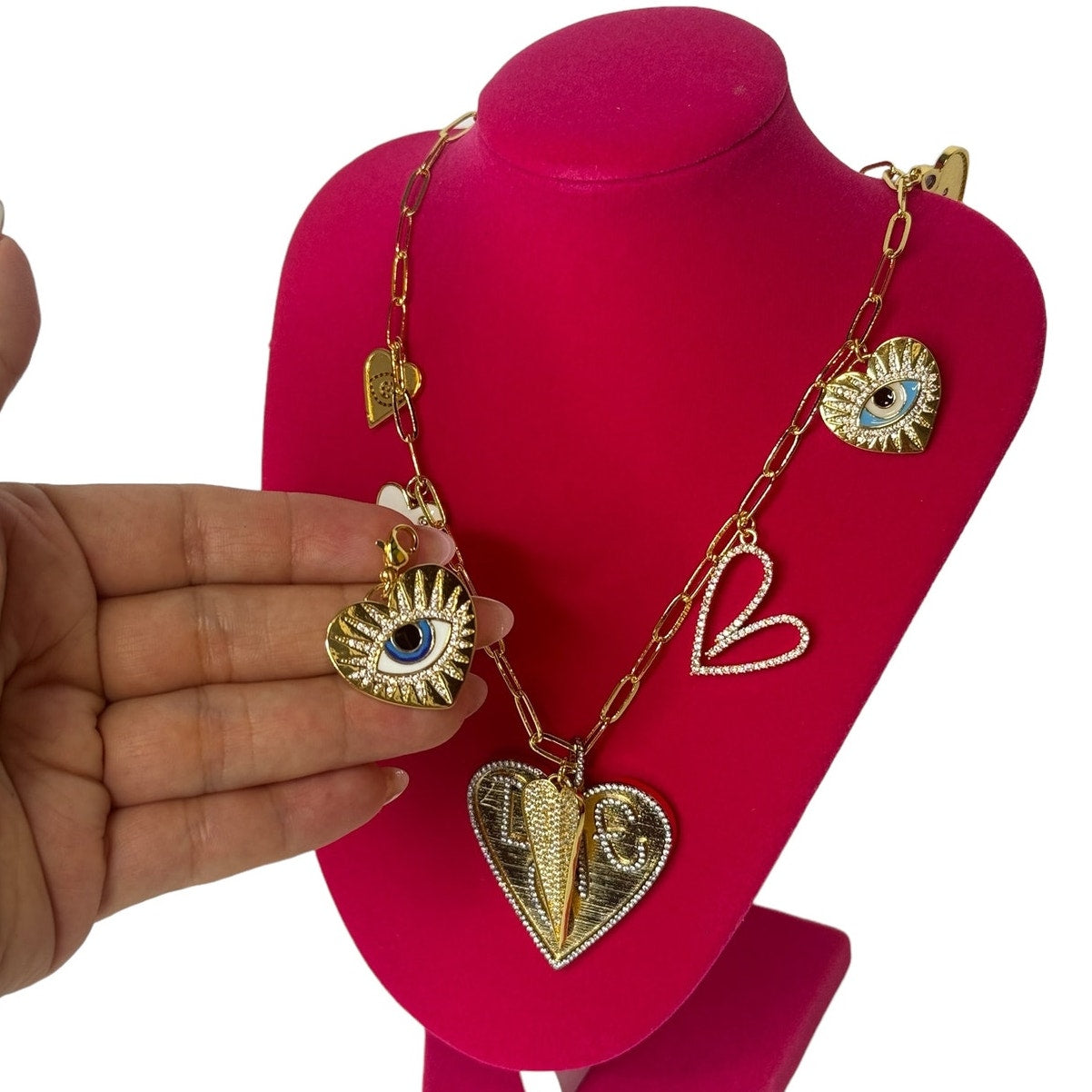 Goddess Evil Eye Love Charm Necklace - 18K Gold Plated Fashion Jewelry