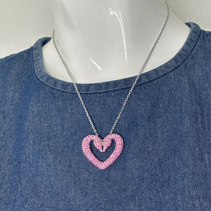 Swarovski Sublima Pendant (Pink) Swan Heart, Large, Necklace