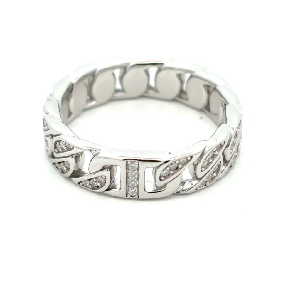 925 Sterling Silver Moissanite Ring for Men | Cubic Zirconia Statement Ring Size 8 | Luxury Minimalist Band