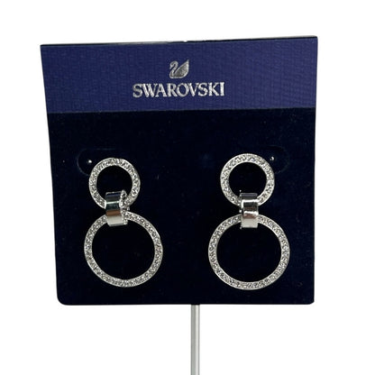 Swarovski Hollow hoop earrings White, Rhodium plated