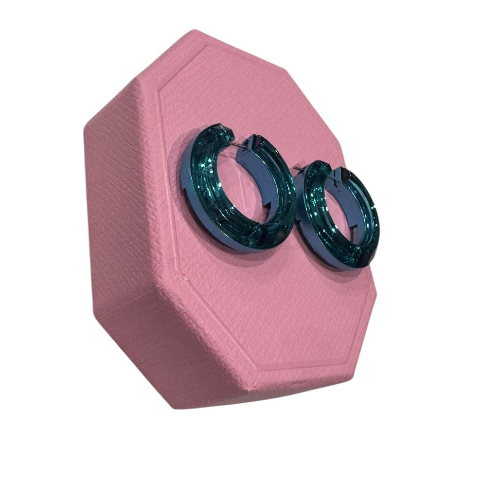 Swarovski Women's Hoop Earrings Lucent Blue Aluminum and Crystals