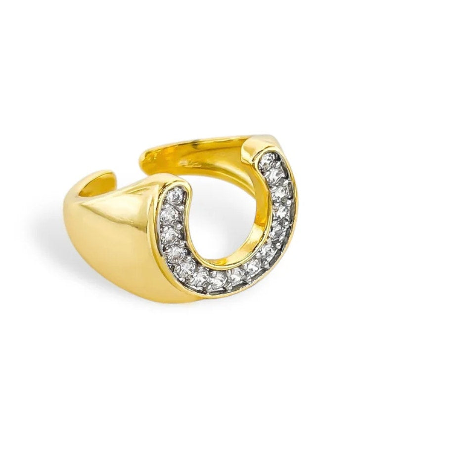Two Tone Horseshoe Ring adjustable