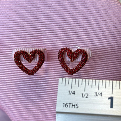 Swarovski Una Stud Red Heart Earrings Extra Small Gold-Tone Plated