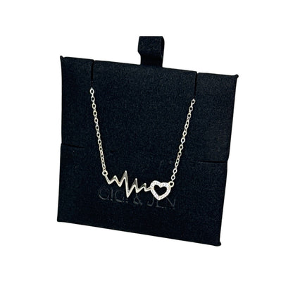 Heartbeat Necklace Silver Tone