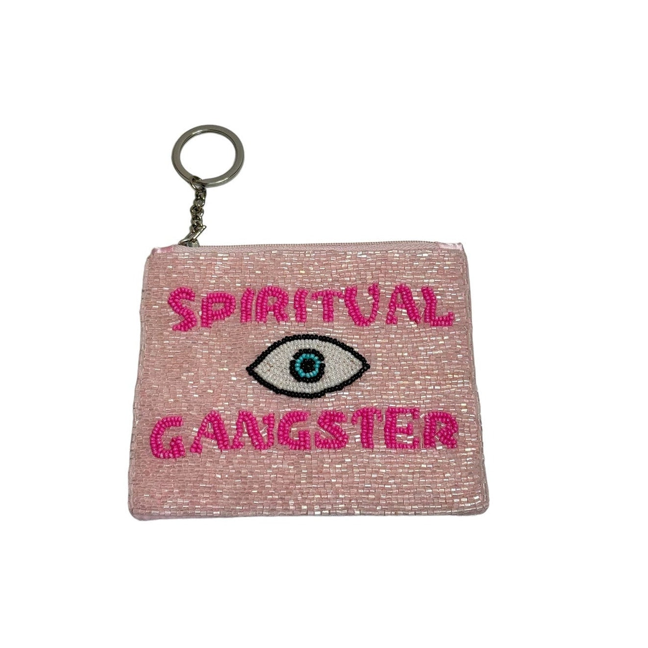 Gigi Spiritual Ganster Small Pouch Key Ring Evil Eye Design Pink/White New