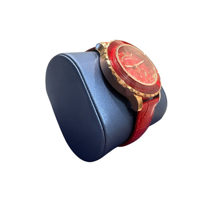 Swarovski Octea Lux Chrono,  Red Leather Rose Gold Tone Women's Watch