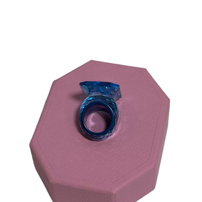 Swarovski Lucent cocktail ring Oversized crystal, Octagon cut, Blue 52 / 6 USA