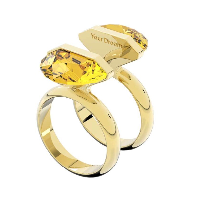 Swarovski Lucent ring Magnetic closure, Yellow, Gold-tone plated size 58/8