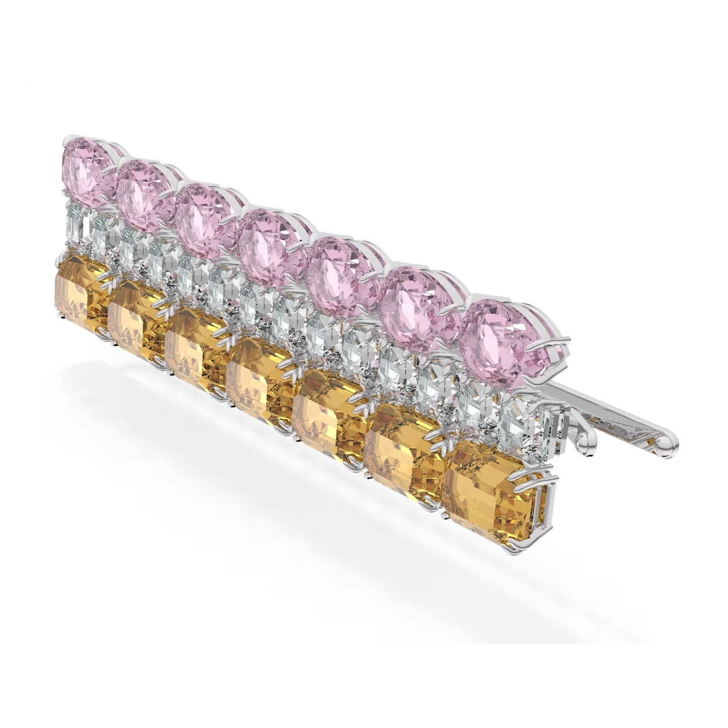 Swarovski Hair clip Mixed cuts, Rectangular shape, Multicolored, Rhodium plated