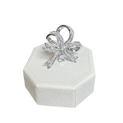 Swarovski Volta Cocktail Ring Bow White Crystal Rhodium Plated 55 /7