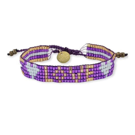 SEED BEAD LOVE WITH HEARTS BRACELET - AMETHYST