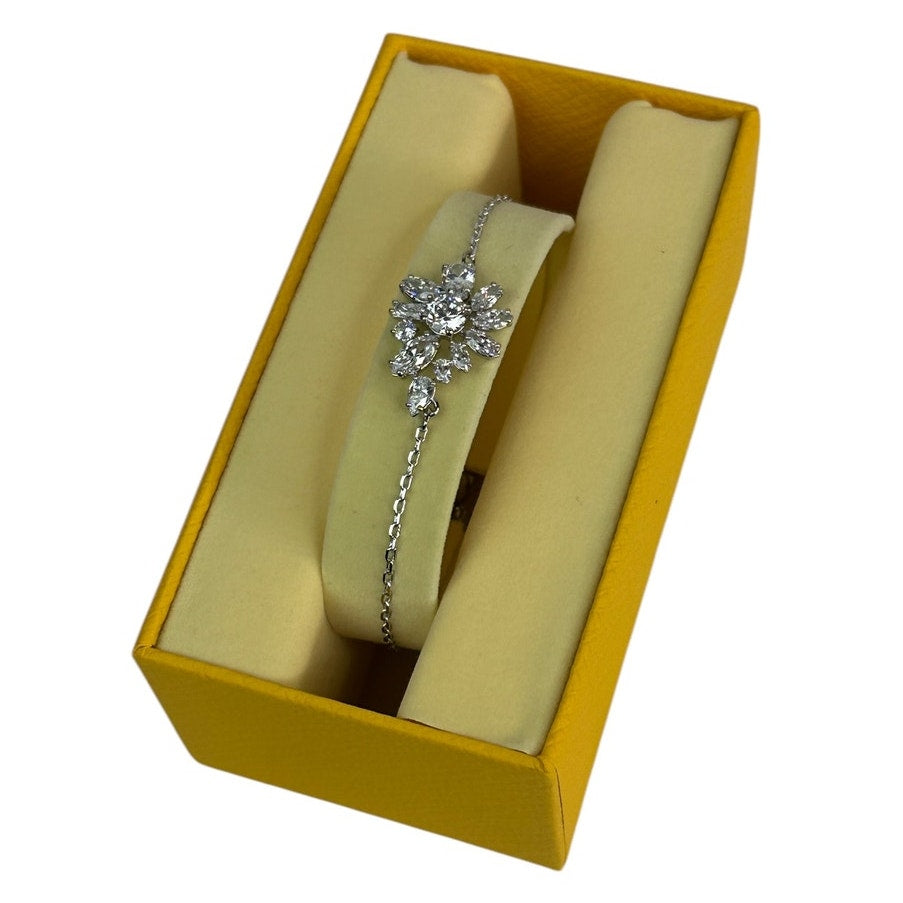 Swarovski Gema Adjustable bracelet Mixed cuts, Flower, White, Rhodium plated