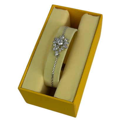 Swarovski Gema Adjustable bracelet Mixed cuts, Flower, White, Rhodium plated