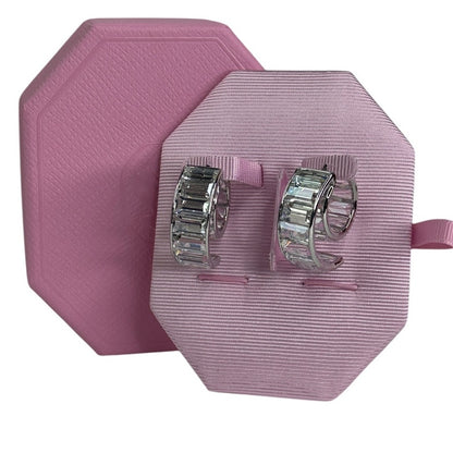 Swarovski Matrix Hoop Earrings Baguette Cut, White, Rhodium Plated