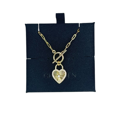 Locked Heart Gold Necklace Gold tone