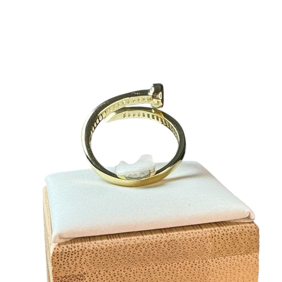 Wrap Around Nail Ring  14K Gold Plated Sterling Silver with Cubic Zirconia