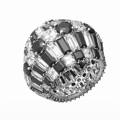 Swarovski Hyperbola ring Swarovski zirconia, Black, Rhodium plated size 5