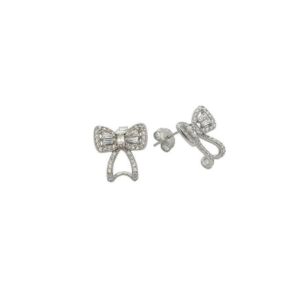 Elegant Sparkle Bowtie Earrings | 925 Sterling Silver & Cubic Zirconia Bow Studs