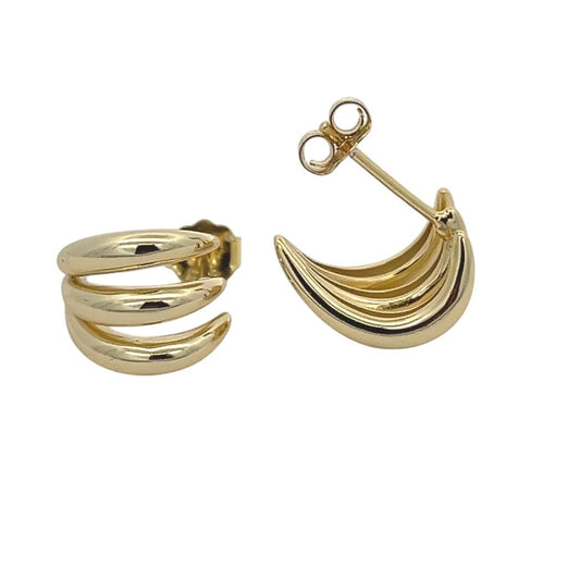 Triple Stud Earrings for Women 14K Gold Plated Dainty Minimalist Ear Piercing Jewelry