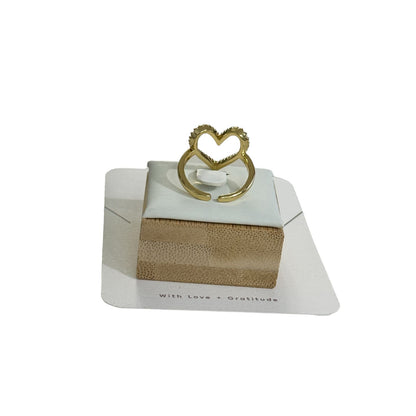 Open Heart Ring 18k Gold Plated Adjustable Ring