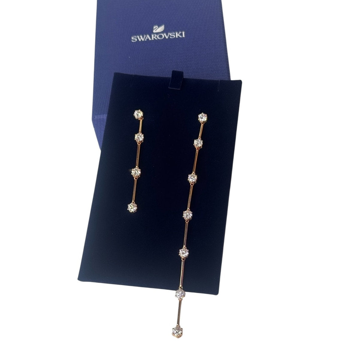 Swarovski Constella drop earrings Round cut, White, Rose gold-tone plated