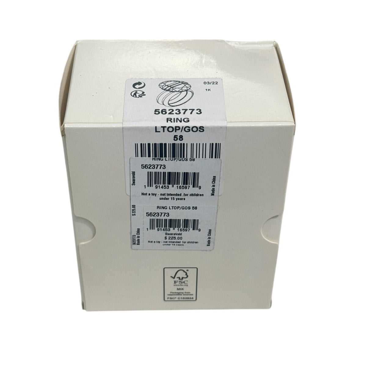 Swarovski Lucent ring Magnetic closure, Yellow, Gold-tone plated size 58/8