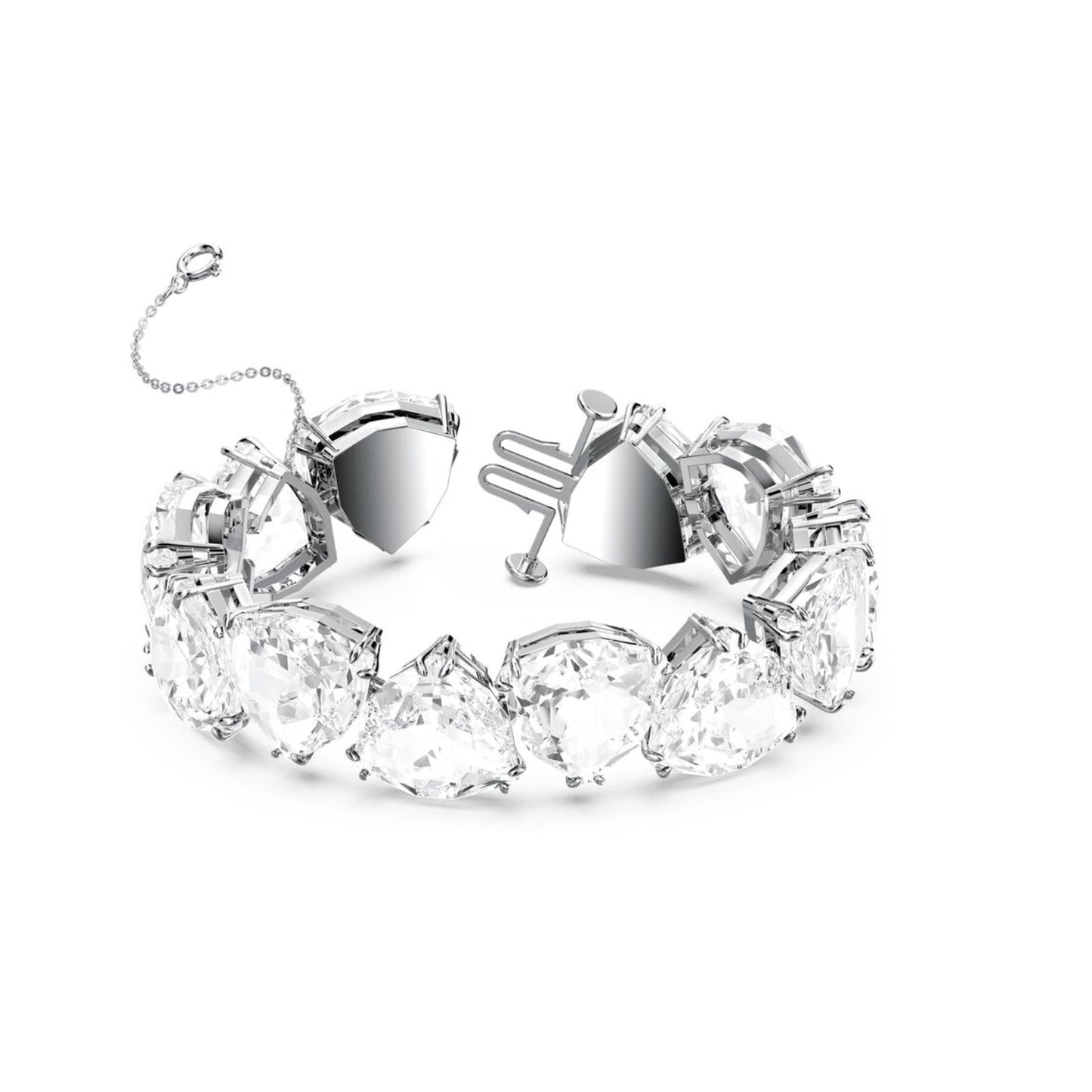 Swarovski Millenia bracelet Triangle cut crystals, White, Rhodium plated M