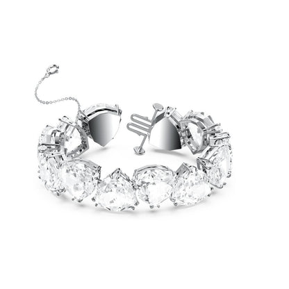 Swarovski Millenia bracelet Triangle cut crystals, White, Rhodium plated M