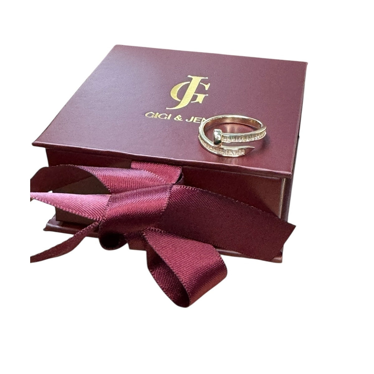 Wrap Around Nail Ring  14K Gold Plated Sterling Silver with Cubic Zirconia