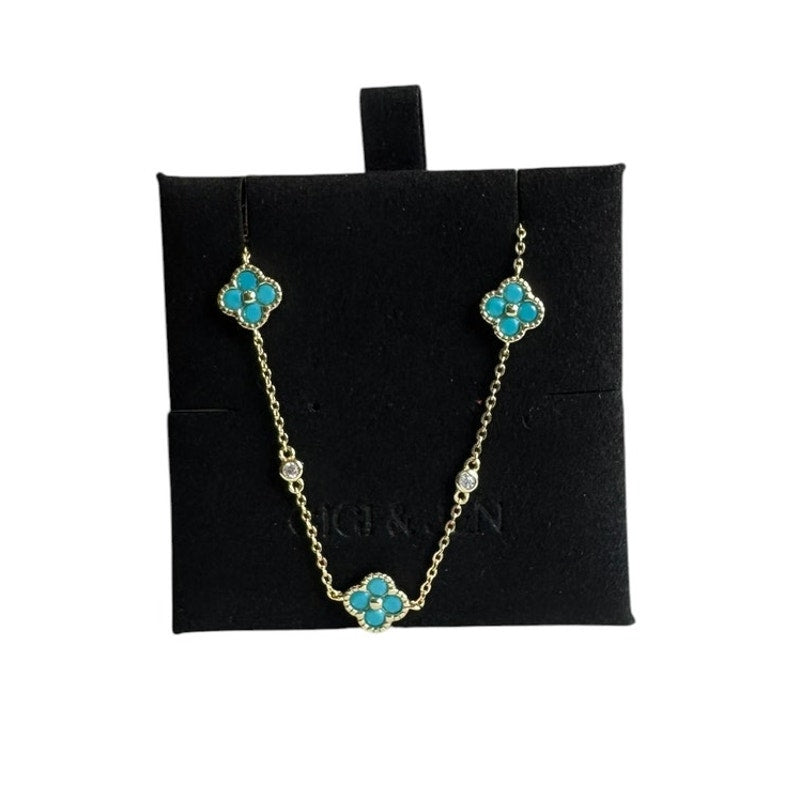 Necklace & Bracelet turquoise floral Jewelry Set
