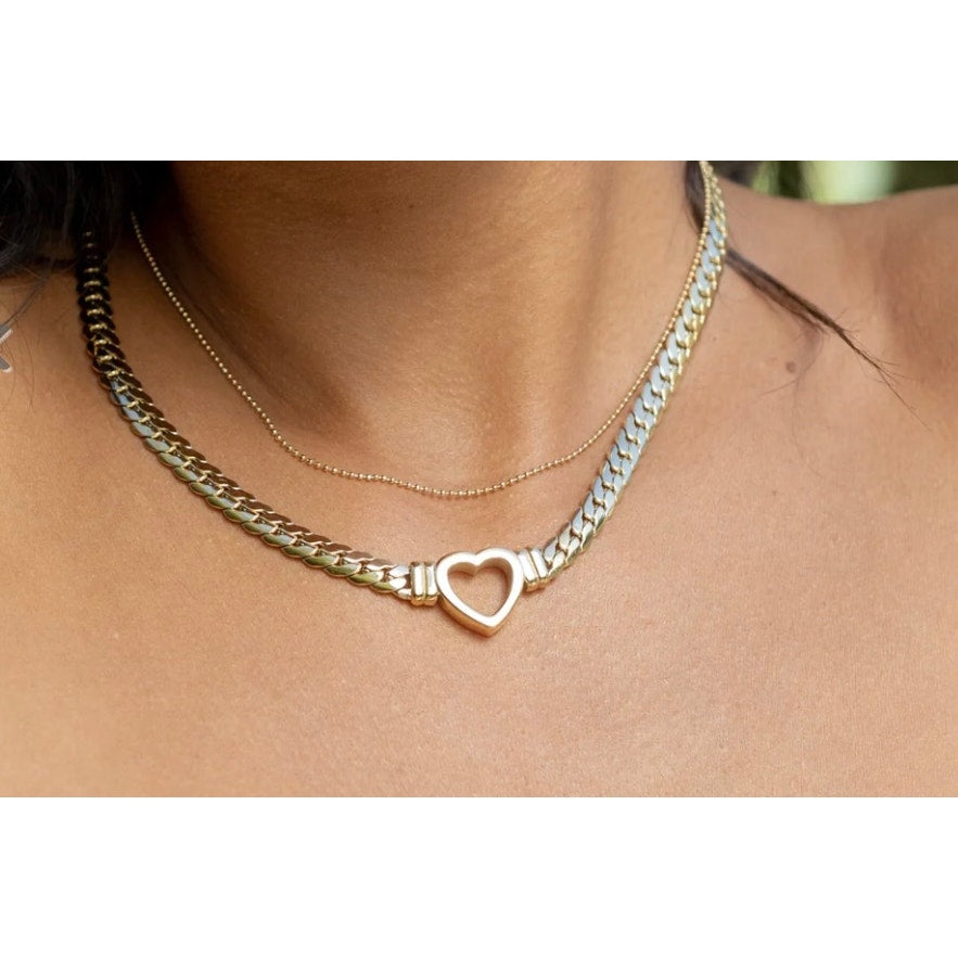 Womens Heart Necklace 18 K gold plated