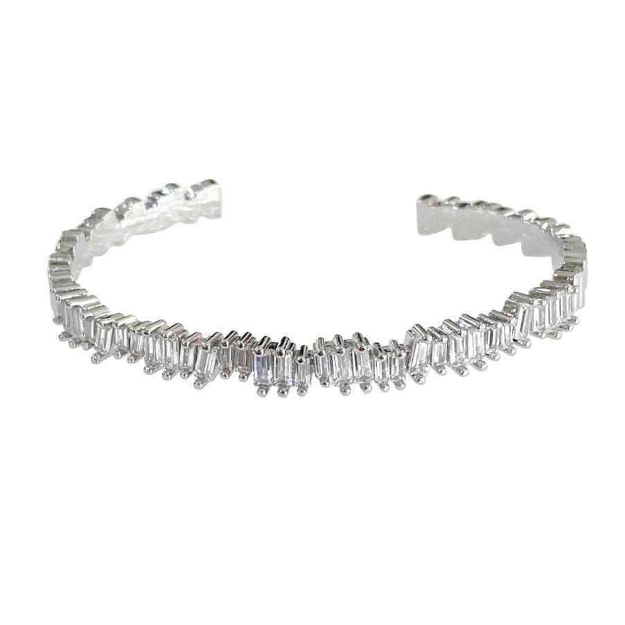 Silver Gigi Bangle/Cuff Bracelet | Adjustable & Chic Women's Accessory