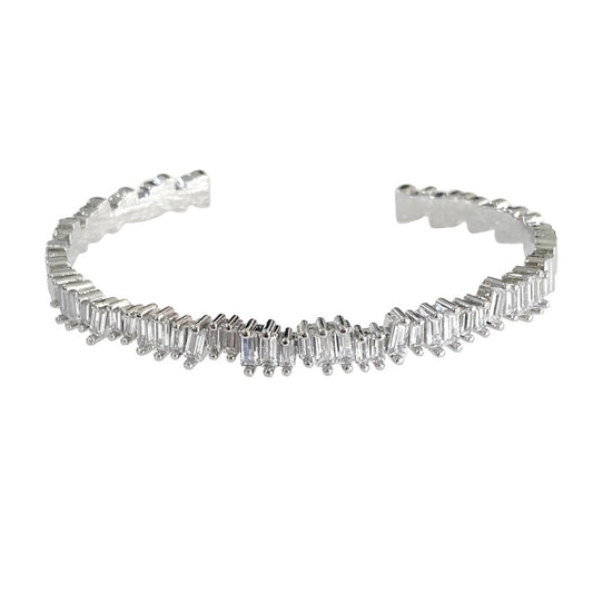 Silver Gigi Bangle/Cuff Bracelet | Adjustable & Chic Women's Accessory