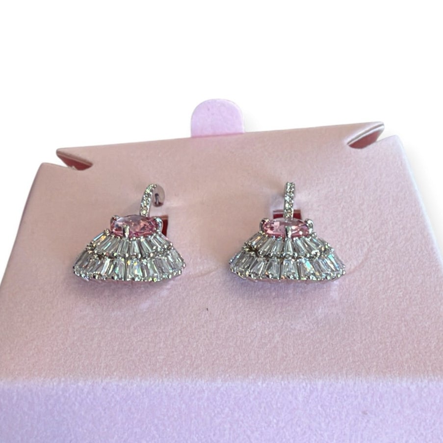 Swarovski Idyllia Drop Earrings, Pink, Mixed Cuts, rhodium-plated metal