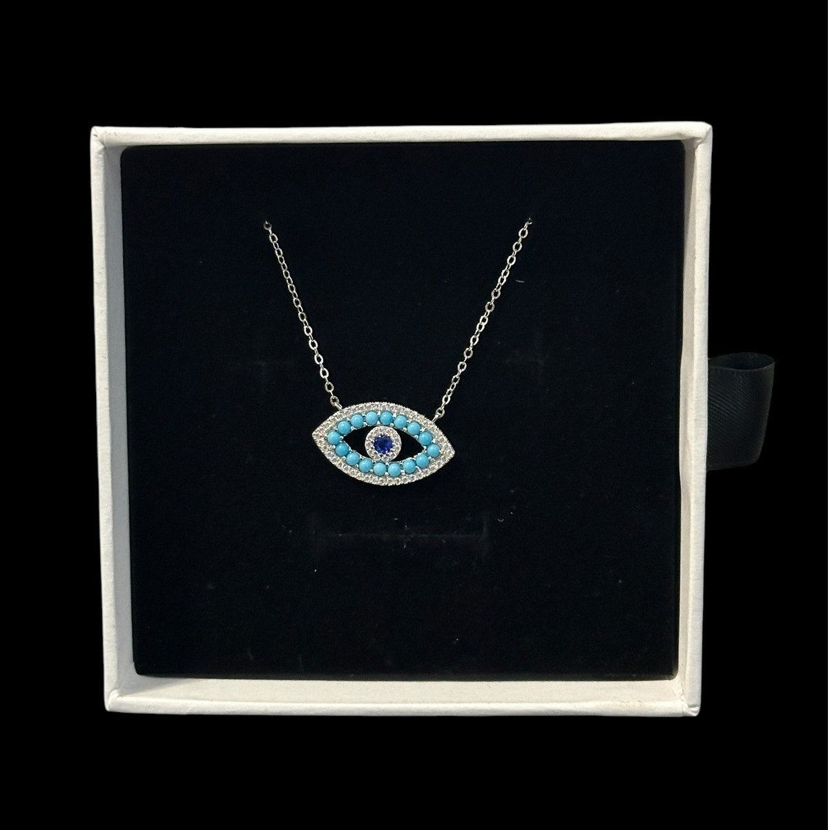 Evil Eye Pendant Necklace with Cubic Zirconia Elegant Protection Jewelry