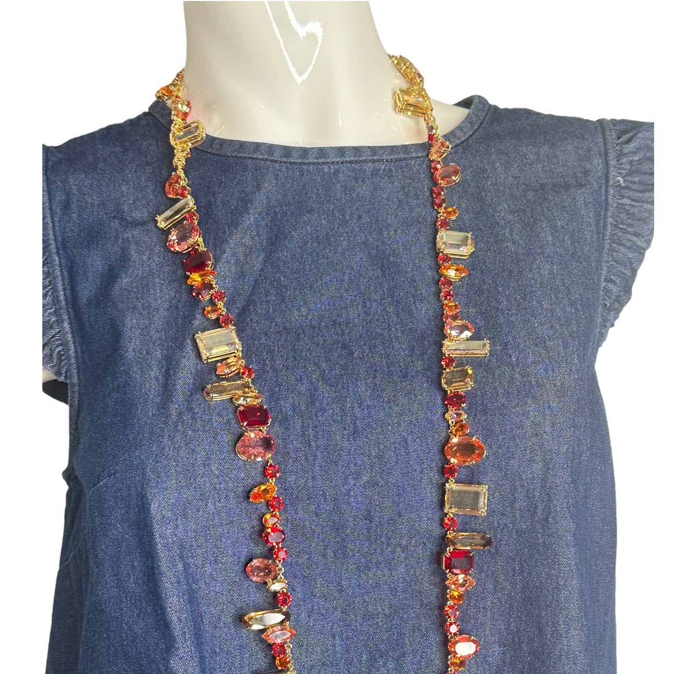 Swarovski Gema necklace Extra long, Multicolored, Gold-tone plated