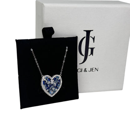 Blue Heart of Shine Silver Necklace