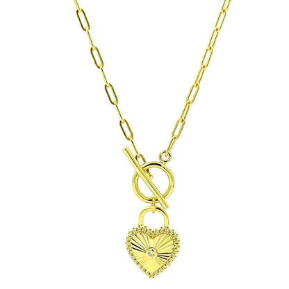 Locked Heart Gold Necklace Gold tone