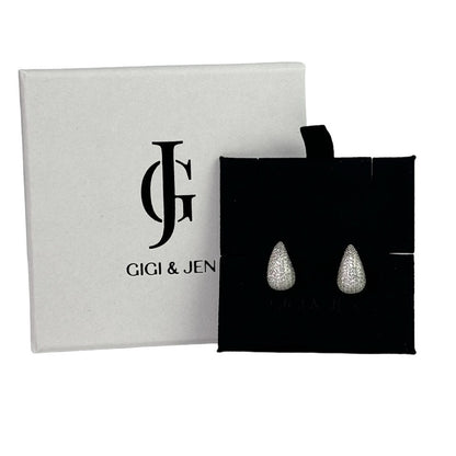 Pave tear drop earrings Small 925 sterling silver & Cubic Zirconia.