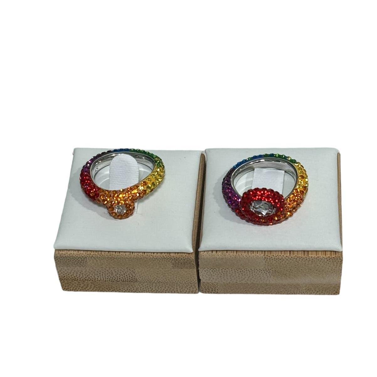 Swarovski Atelier Tigris ring Set (2) Mixed cuts, Water droplets, Multicolored, Rhodium plated New