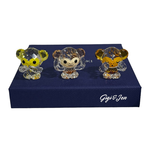 SWAROVSKI THREE WISE MONKEYS FIGURINE NEW