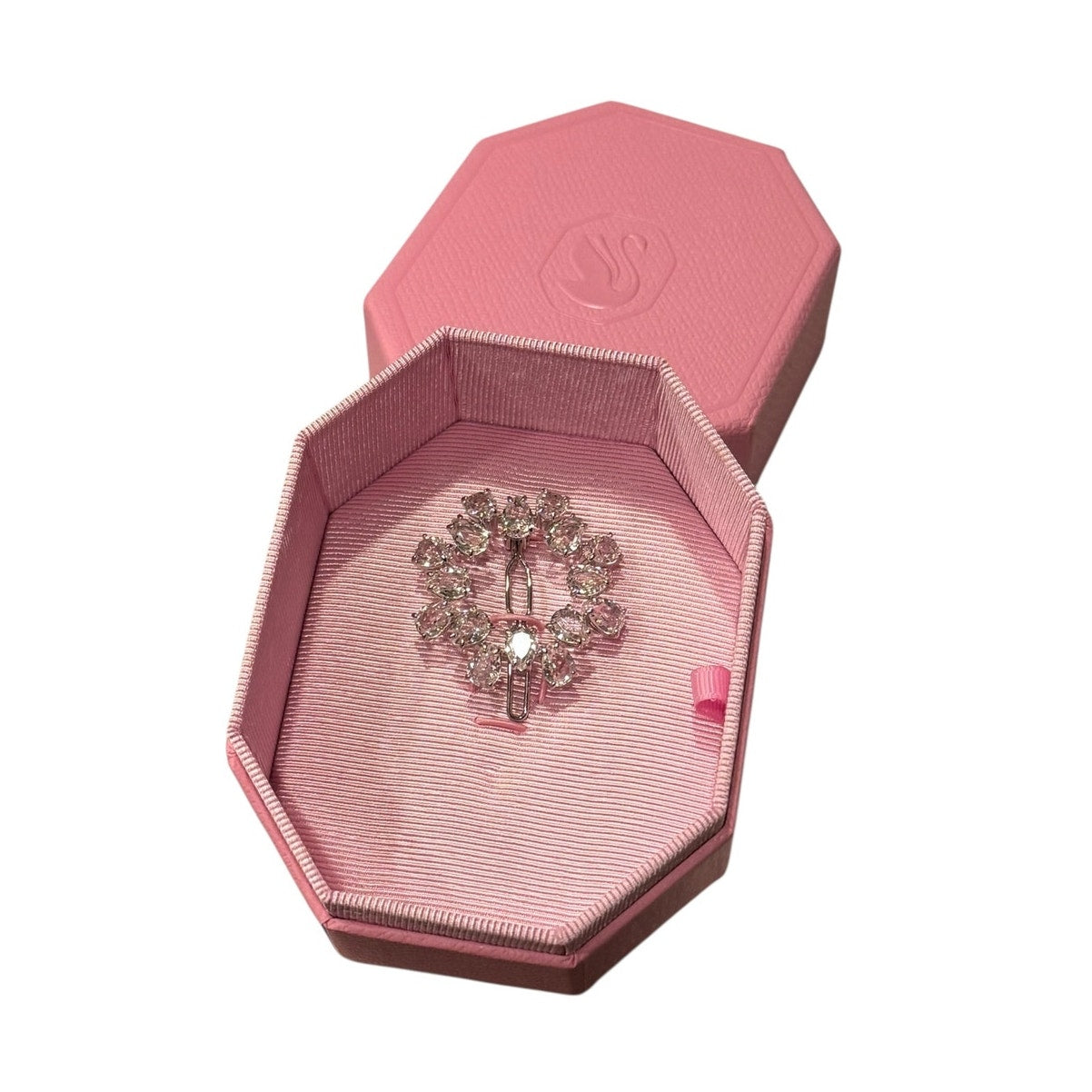 Swarovski Hair Clip, Pear Cut Crystals, White, Rhodium Plated