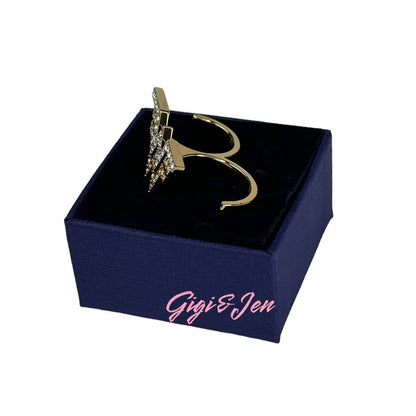 Swarovski Fit Wonder Woman double ring Gold tone 55 - 58