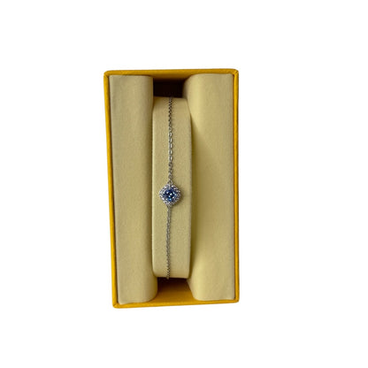 Swarovski Una Angelic bracelet Cushion cut, Blue, Rhodium plated M