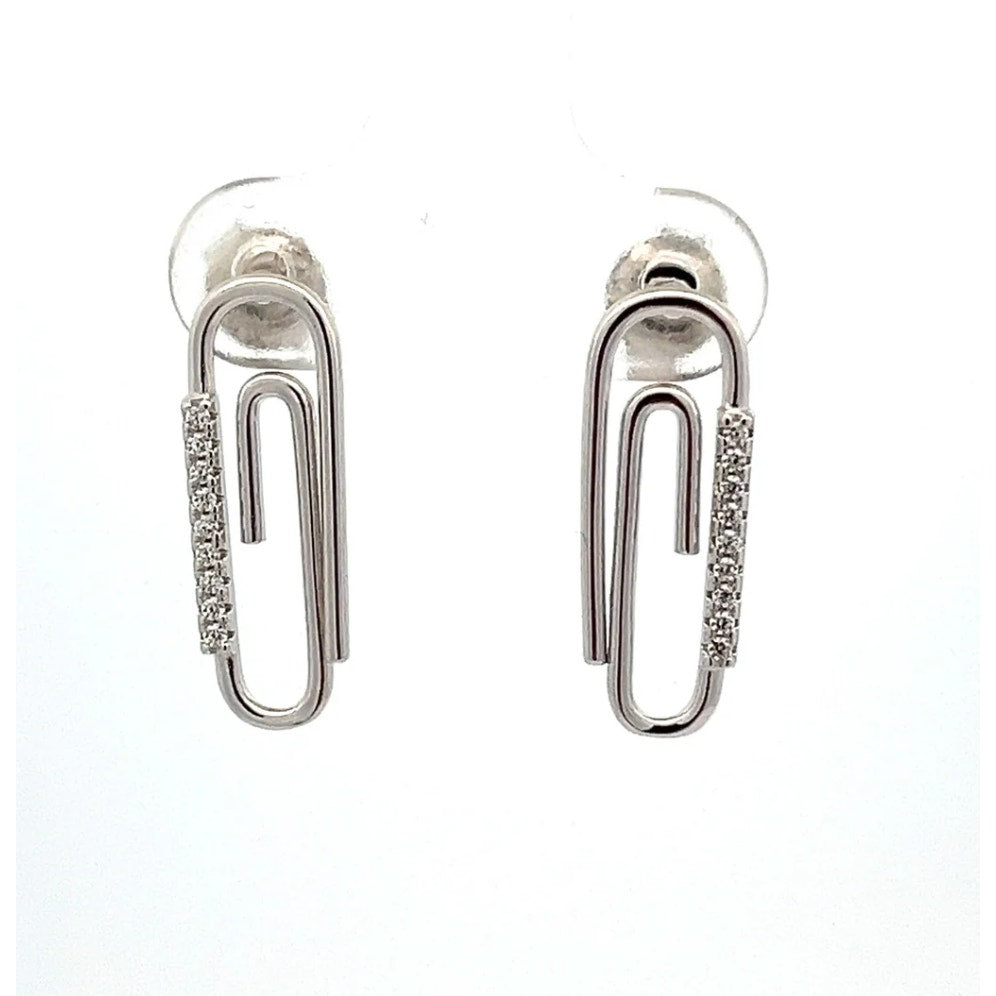 Paperclip Stud Earrings 925 Sterling Silver