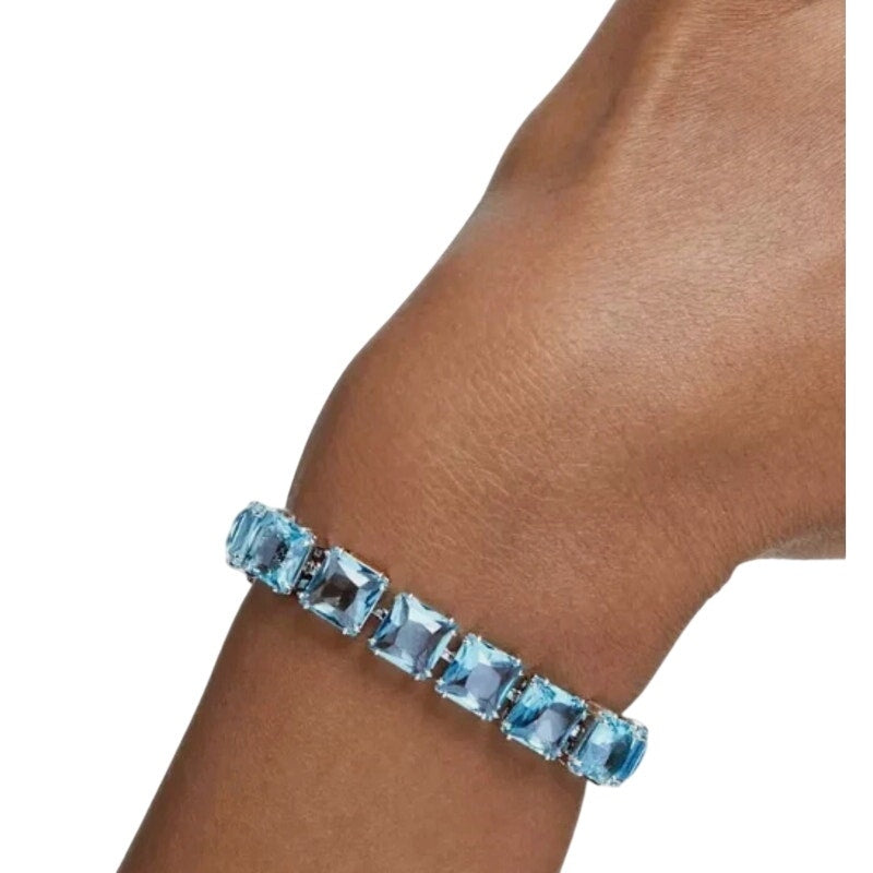 Swarovski Millenia Crystal Blue Square Cut Rhodium-Plated