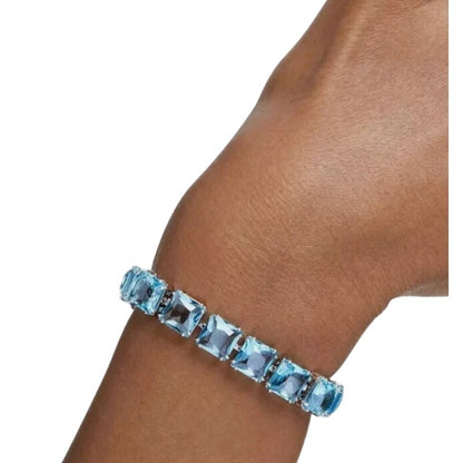 Swarovski Millenia Crystal Blue Square Cut Rhodium-Plated