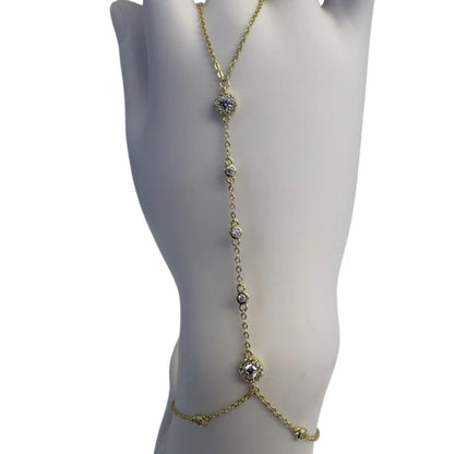 Hand Chain Bracelet 14K gold plated over 925 Sterling Silver
